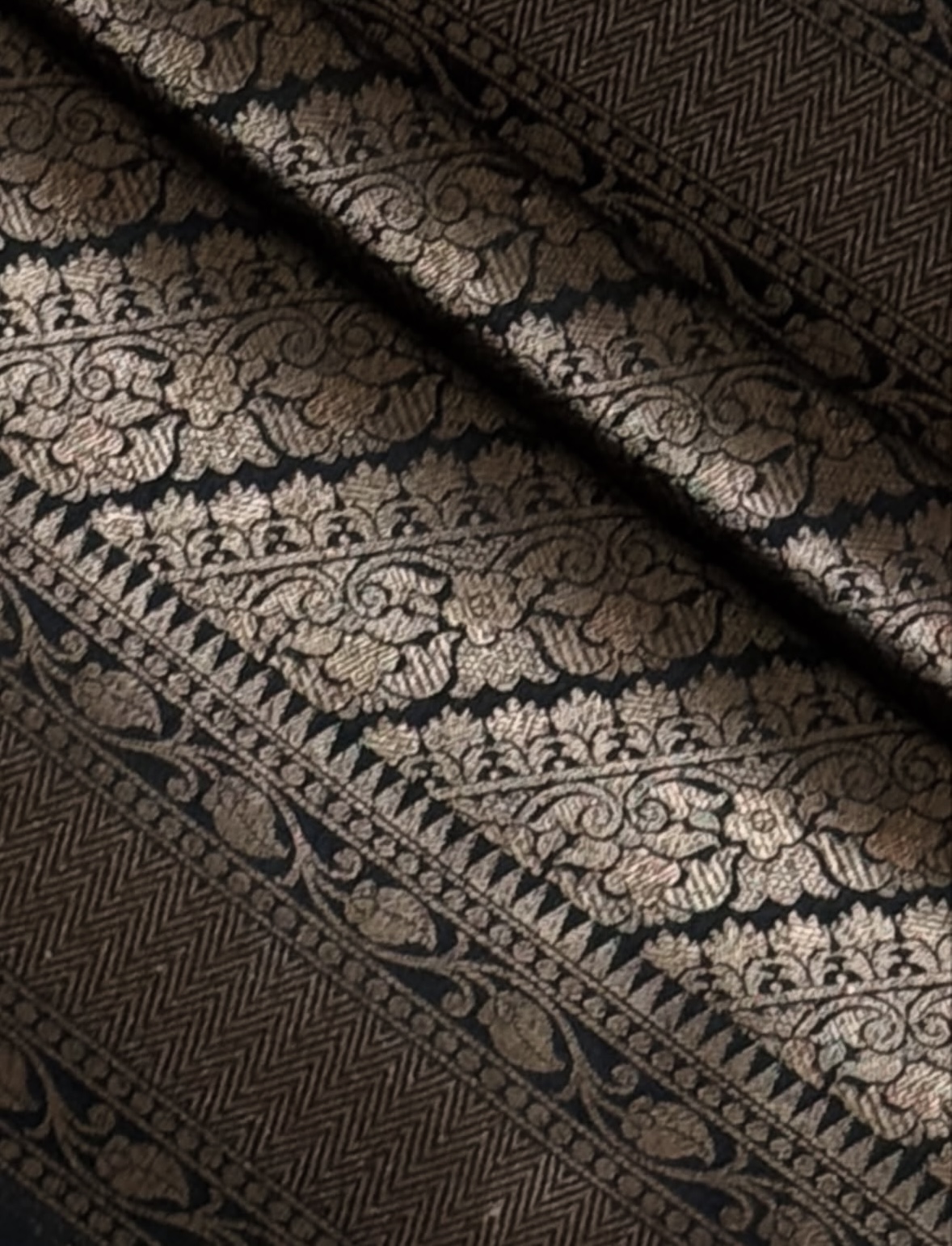 Saaj Black & Antique Gold saree